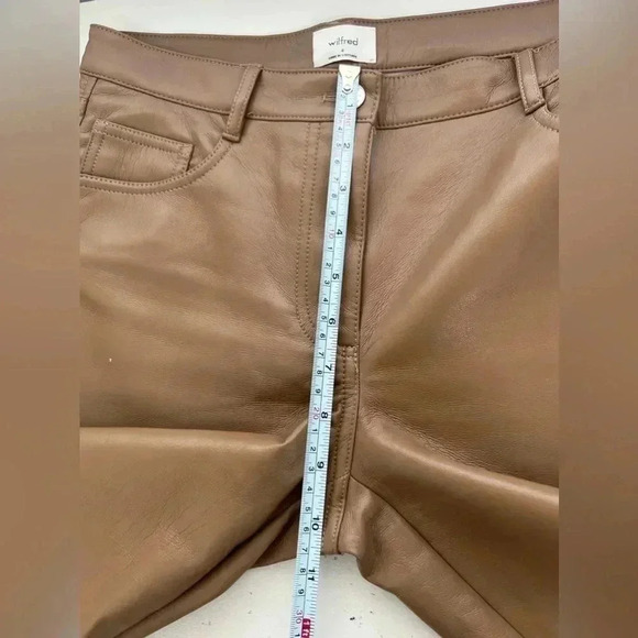 Aritzia Wilfred Viral The Melina Ankle Vegan Leather Pants Constant Camel Sz 4 - Picture 12 of 15